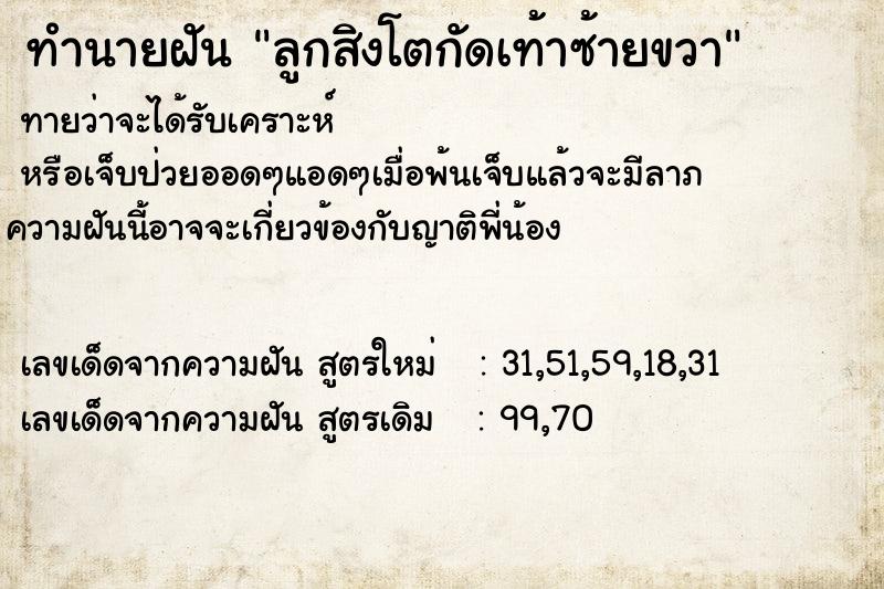 ทำนายฝันทำนายฝันลูกสิงโตกัดเท้าซ้ายขวา