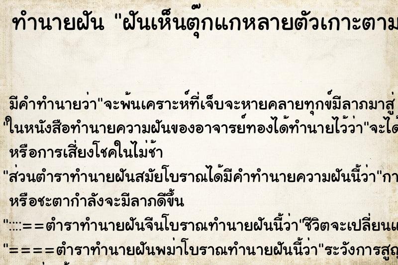 ทำนายฝันทำนายฝันฝันเห็นตุ๊กแกหลายตัวเกาะตามฝาบ้าน