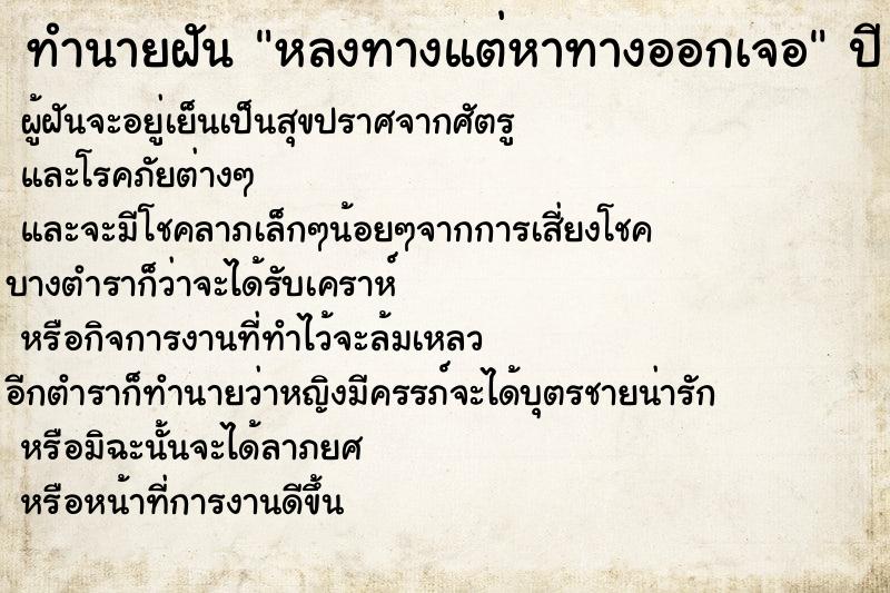 ทำนายฝัน หลงทางแต่หาทางออกเจอ ทำนายฝัน หลงทางแต่หาทางออกเจอ