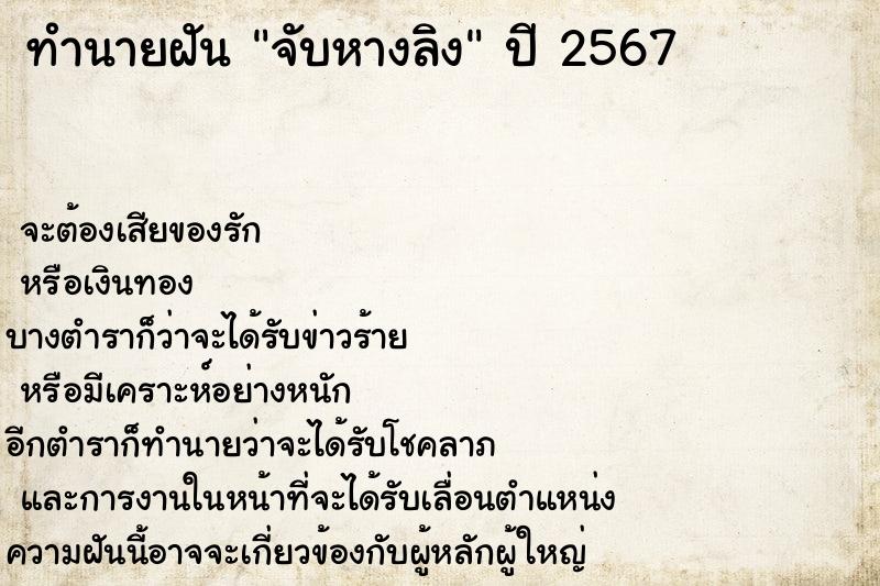 ทำนายฝัน จับหางลิง