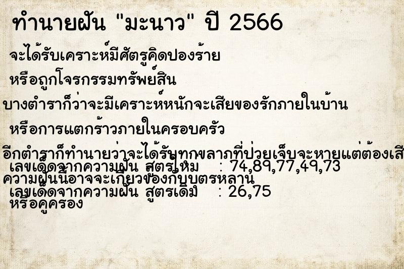 ทำนายฝัน มะนาว