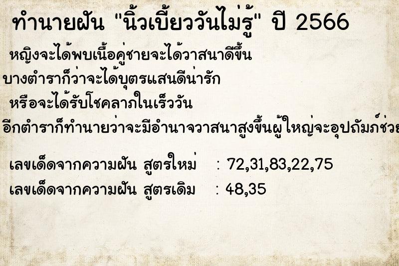 ทำนายฝันนิ้วเบี้ยววันไม่รู้ ทำนายฝันทำนายฝันนิ้วเบี้ยววันไม่รู้