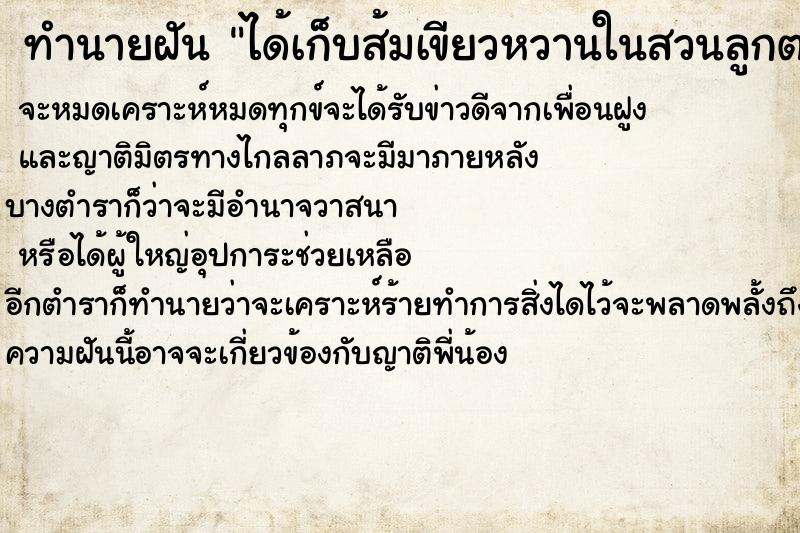 ทำนายฝันได้เก็บส้มเขียวหวานในสวนลูกตกและสีเหลืองสวยมาก ทำนายฝันทำนายฝันได้เก็บส้มเขียวหวานในสวนลูกตกและสีเหลืองสวยมาก