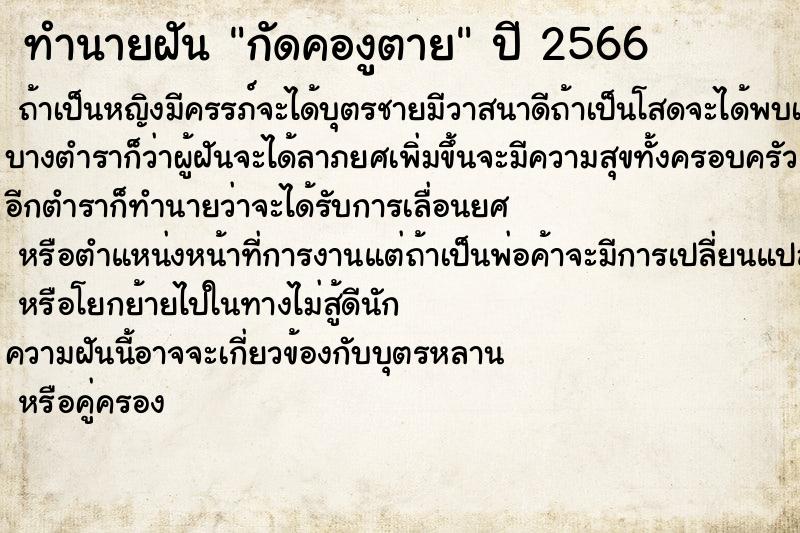 ทำนายฝันกัดคองูตาย ทำนายฝันทำนายฝันกัดคองูตาย