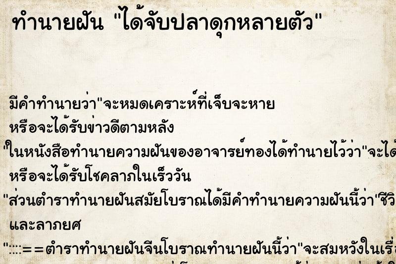 ทำนายฝัน ได้จับปลาดุกหลายตัว ตำราโบราณ แม่นที่สุดในโลก