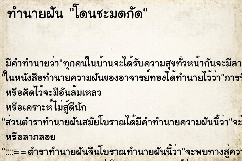ทำนายฝัน โดนชะมดกัด ทำนายฝัน โดนชะมดกัด