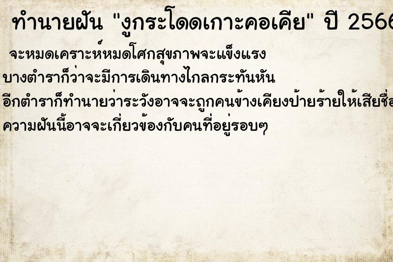 ทำนายฝันงูกระโดดเกาะคอเคีย ทำนายฝันทำนายฝันงูกระโดดเกาะคอเคีย