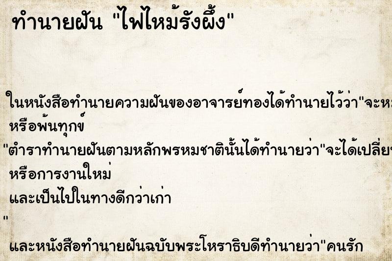 ทำนายฝัน ไฟไหม้รังผึ้ง ตำราโบราณ แม่นที่สุดในโลก