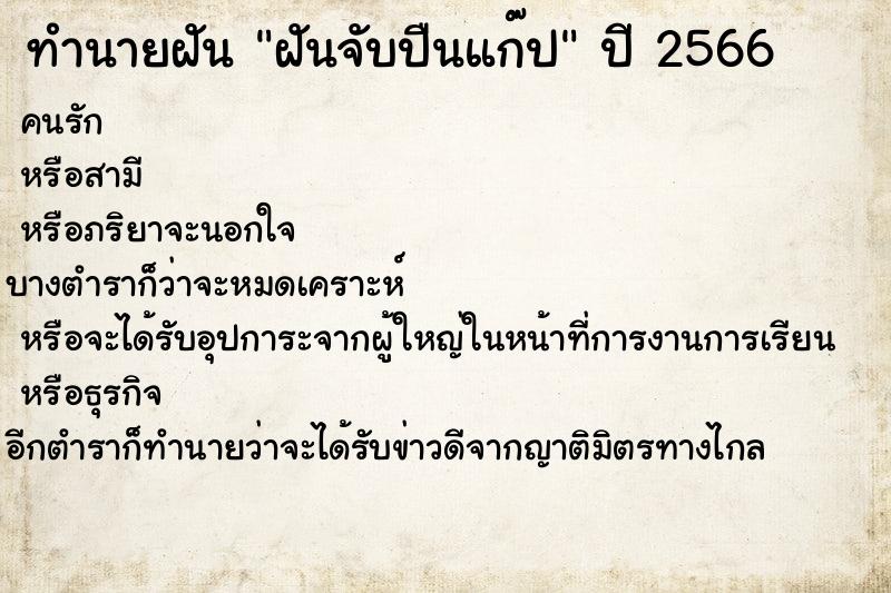 ทำนายฝันฝันจับปืนแก๊ป ทำนายฝันทำนายฝันฝันจับปืนแก๊ป