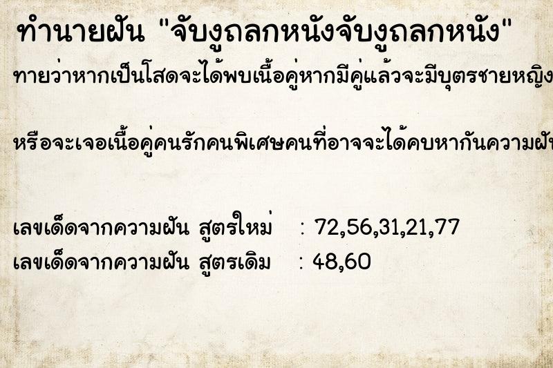 ทำนายฝันจับงูถลกหนังจับงูถลกหนัง ทำนายฝันทำนายฝันจับงูถลกหนังจับงูถลกหนัง