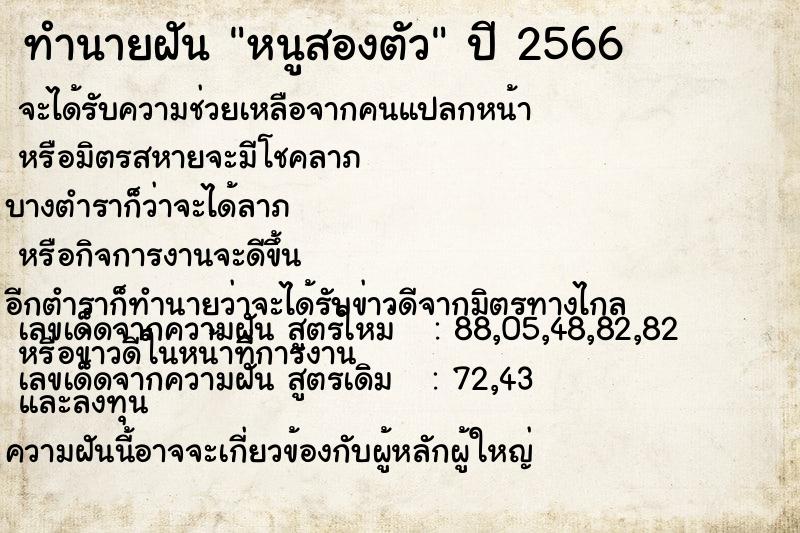 ทำนายฝันทำนายฝันหนูสองตัว