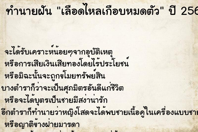 ทำนายฝัน เลือดไหลเกือบหมดตัว ทำนายฝัน เลือดไหลเกือบหมดตัว