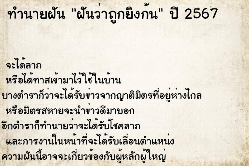ทำนายฝัน ฝันว่าถูกยิงก้น ทำนายฝัน ฝันว่าถูกยิงก้น