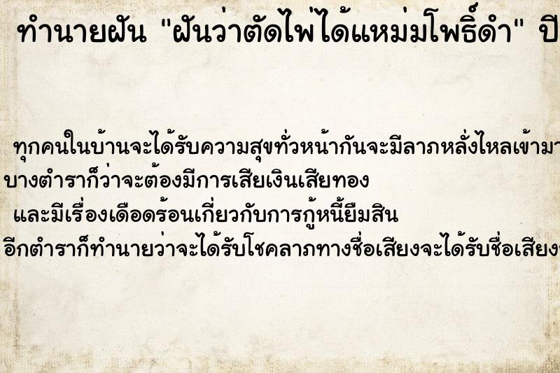 ทำนายฝันทำนายฝันฝันว่าตัดไพ่ได้แหม่มโพธิ์ดำ