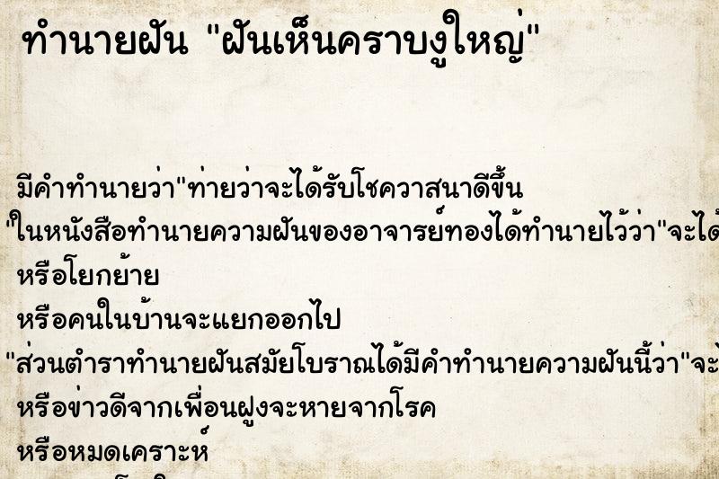 ทำนายฝันทำนายฝันฝันเห็นคราบงูใหญ่