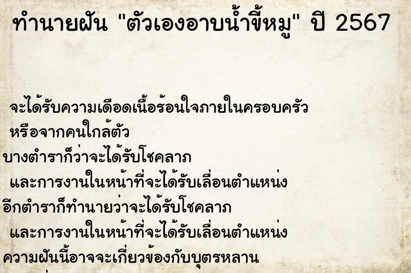 ทำนายฝันทำนายฝันตัวเองอาบน้ำขี้หมู