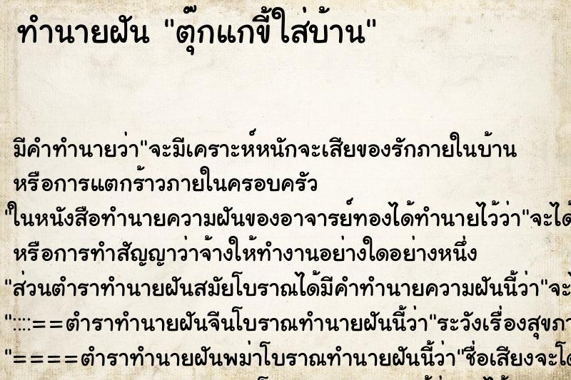 ทำนายฝันทำนายฝันตุ๊กแกขี้ใส่บ้าน