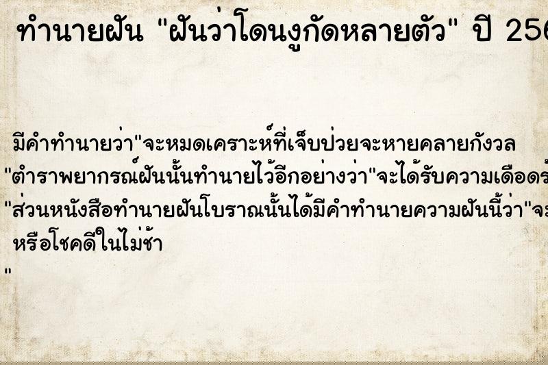 ทำนายฝันฝันว่าโดนงูกัดหลายตัว ทำนายฝันทำนายฝันฝันว่าโดนงูกัดหลายตัว