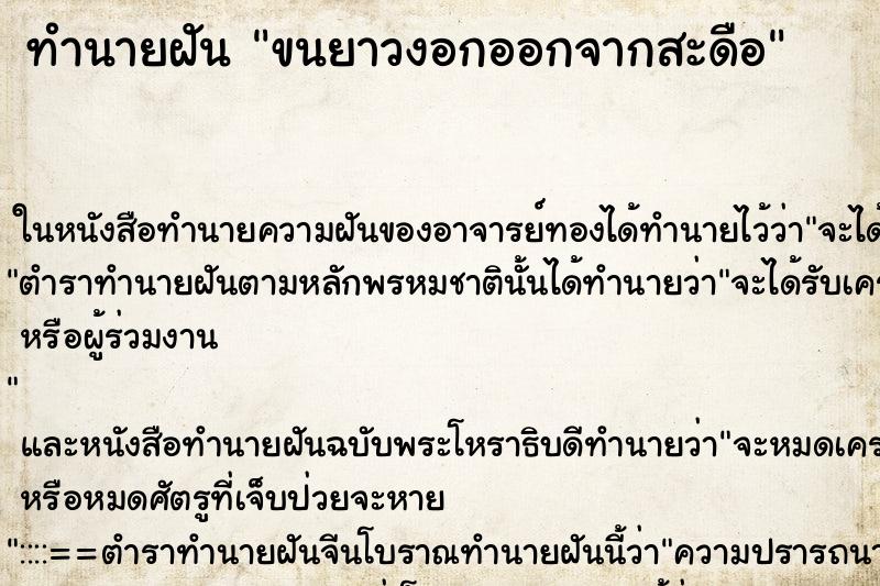 ทำนายฝัน ขนยาวงอกออกจากสะดือ ทำนายฝัน ขนยาวงอกออกจากสะดือ