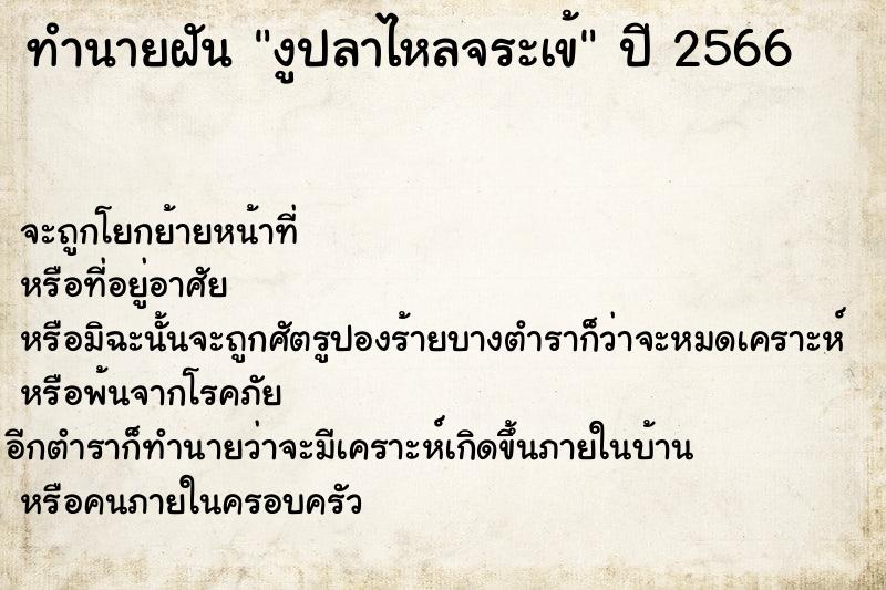 ทำนายฝันงูปลาไหลจระเข้ ทำนายฝันทำนายฝันงูปลาไหลจระเข้