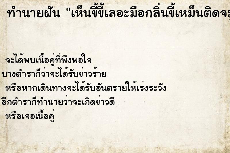 ทำนายฝันเห็นขี้ขี้เลอะมือกลิ่นขี้เหม็นติดจมูก ทำนายฝันทำนายฝันเห็นขี้ขี้เลอะมือกลิ่นขี้เหม็นติดจมูก