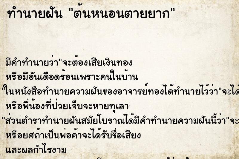 ทำนายฝันทำนายฝันต้นหนอนตายยาก