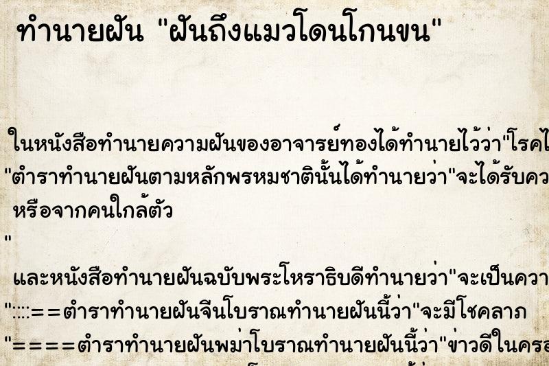 ทำนายฝัน ฝันถึงแมวโดนโกนขน ทำนายฝัน ฝันถึงแมวโดนโกนขน