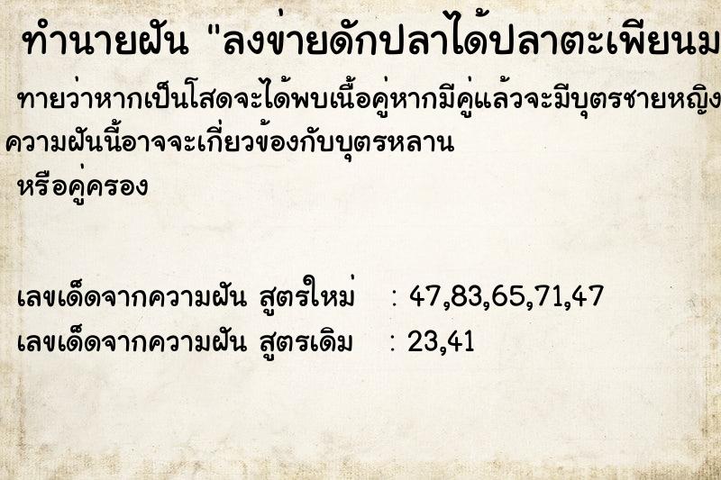 ทำนายฝัน ลงข่ายดักปลาได้ปลาตะเพียนมากมาย ตำราโบราณ แม่นที่สุดในโลก