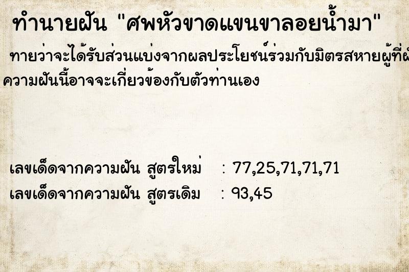 ทำนายฝัน ศพหัวขาดแขนขาลอยน้ำมา ทำนายฝัน ศพหัวขาดแขนขาลอยน้ำมา