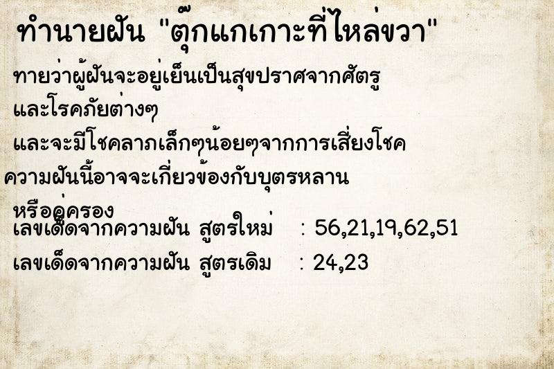 ทำนายฝันตุ๊กแกเกาะที่ไหล่ขวา ทำนายฝันทำนายฝันตุ๊กแกเกาะที่ไหล่ขวา