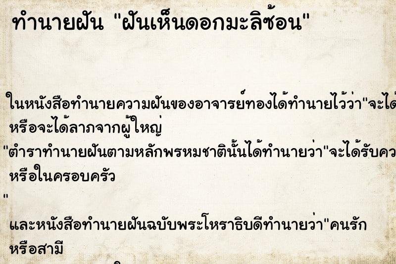 ทำนายฝันฝันเห็นดอกมะลิซ้อน ทำนายฝันทำนายฝันฝันเห็นดอกมะลิซ้อน