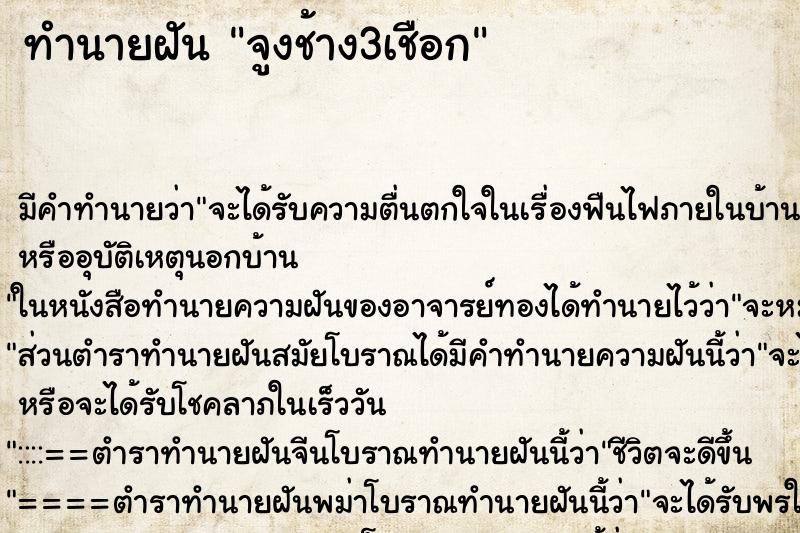 ทำนายฝัน จูงช้าง3เชือก ทำนายฝัน จูงช้าง3เชือก