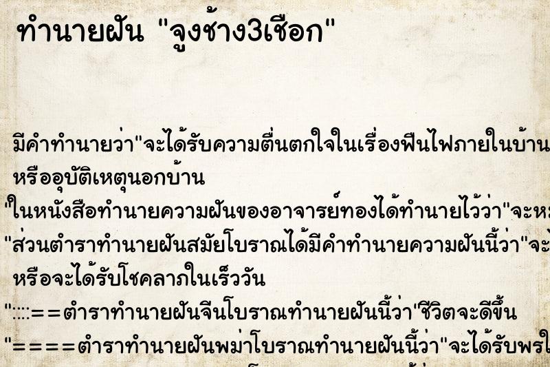 ทำนายฝัน จูงช้าง3เชือก ตำราโบราณ แม่นที่สุดในโลก