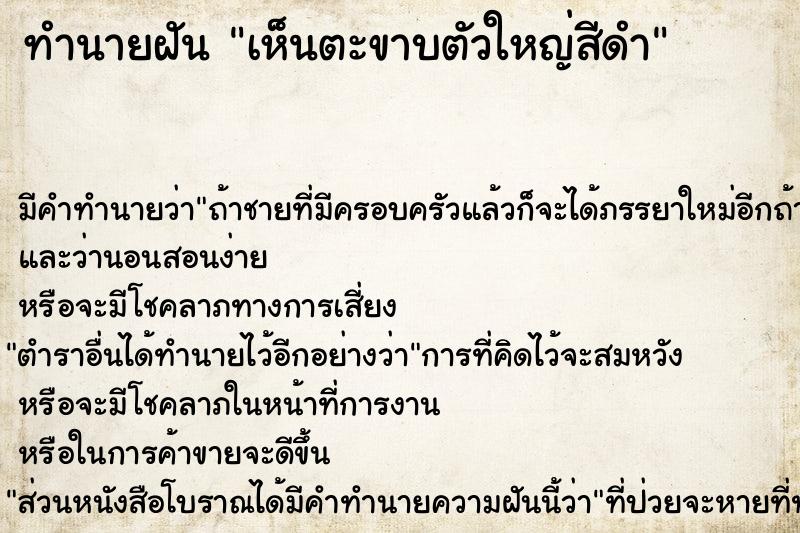 ทำนายฝัน เห็นตะขาบตัวใหญ่สีดำ ทำนายฝัน เห็นตะขาบตัวใหญ่สีดำ