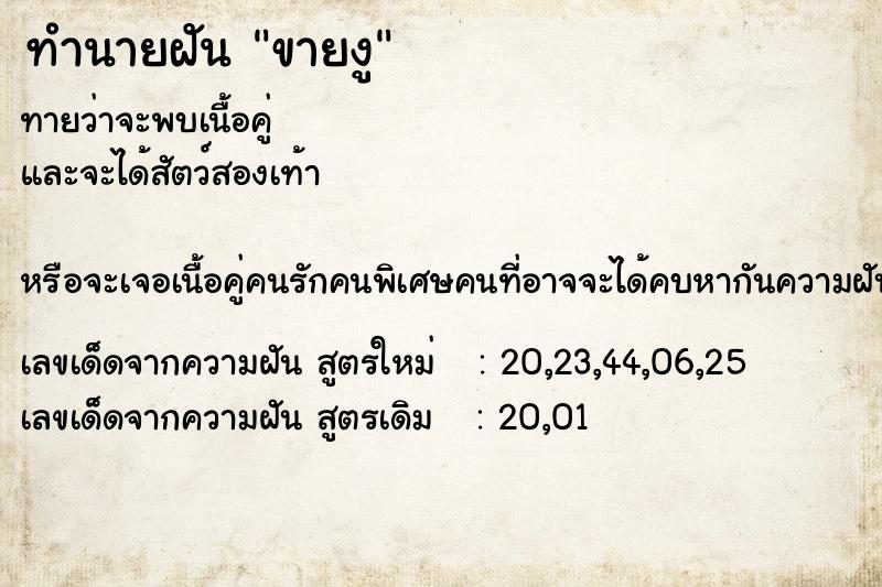 ทำนายฝันทำนายฝันขายงู