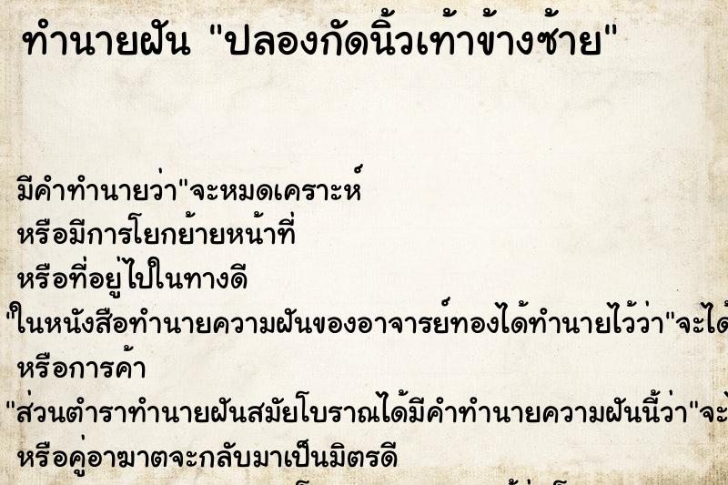 ทำนายฝัน ปลองกัดนิ้วเท้าข้างซ้าย ทำนายฝัน ปลองกัดนิ้วเท้าข้างซ้าย
