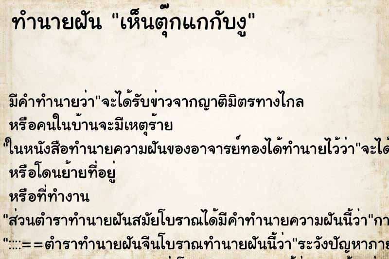 ทำนายฝัน เห็นตุ๊กแกกับงู ทำนายฝัน เห็นตุ๊กแกกับงู