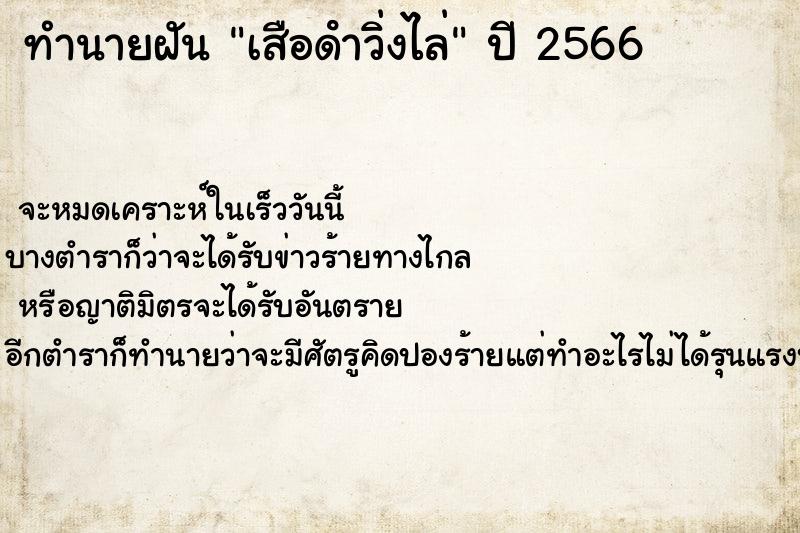 ทำนายฝันเสือดําวิ่งไล่ ทำนายฝันทำนายฝันเสือดําวิ่งไล่