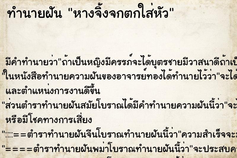 ทำนายฝันทำนายฝันหางจิ้งจกตกใส่หัว