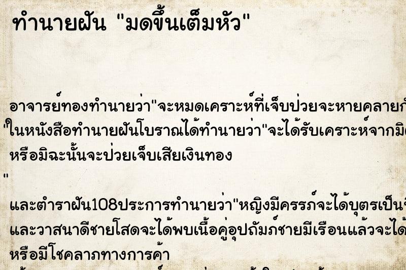 ทำนายฝันทำนายฝันมดขึ้นเต็มหัว