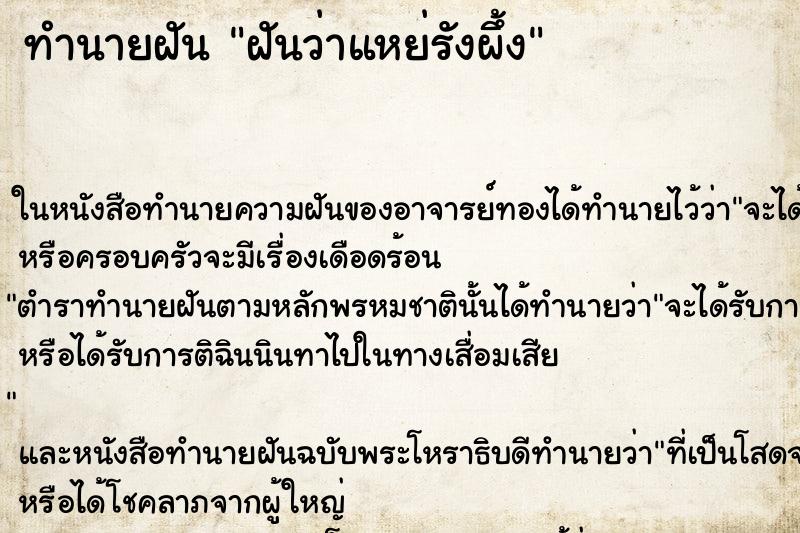 ทำนายฝันฝันว่าแหย่รังผึ้ง ทำนายฝันทำนายฝันฝันว่าแหย่รังผึ้ง
