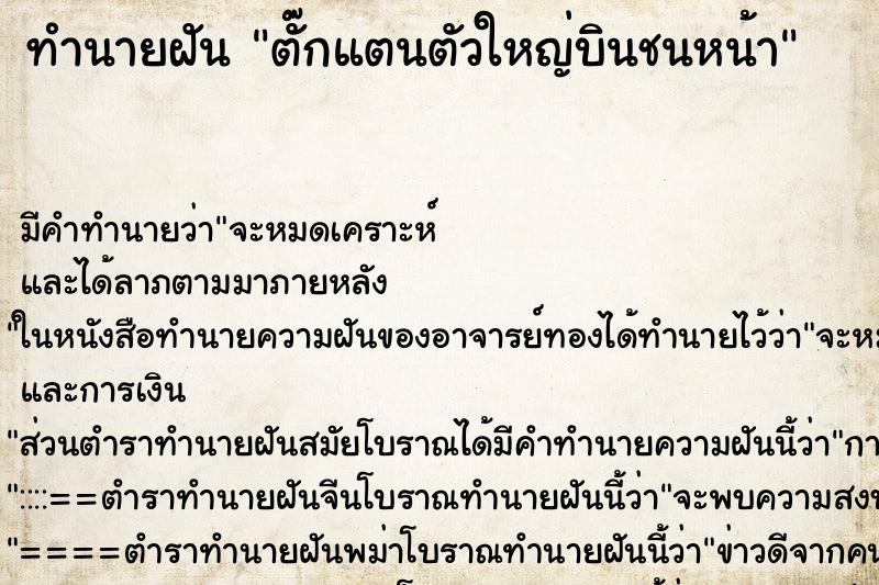 ทำนายฝันตั๊กแตนตัวใหญ่บินชนหน้า ทำนายฝันทำนายฝันตั๊กแตนตัวใหญ่บินชนหน้า
