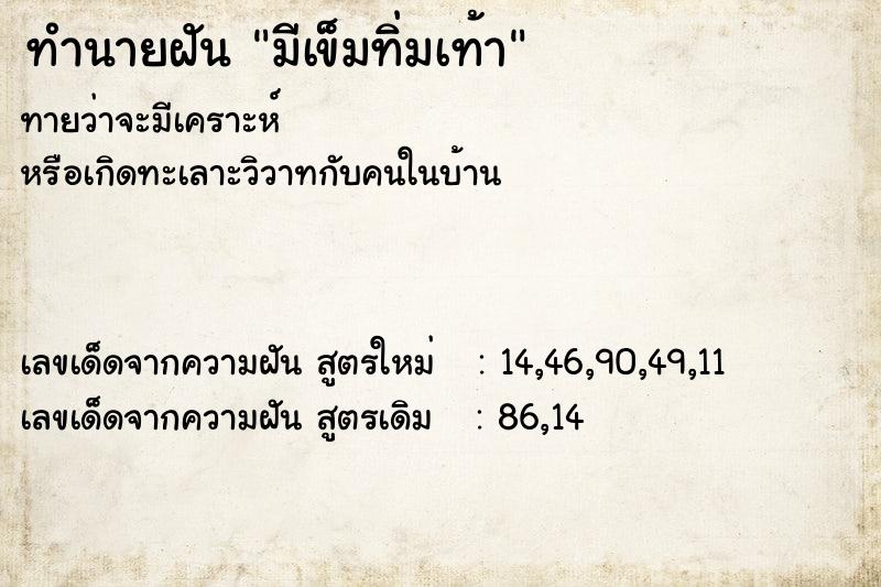 ทำนายฝันทำนายฝันมีเข็มทิ่มเท้า