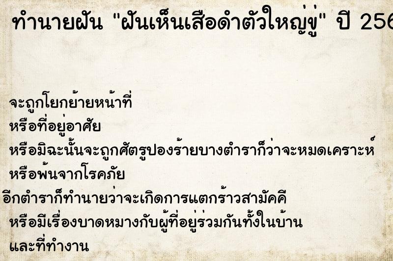 ทำนายฝันฝันเห็นเสือดำตัวใหญ่ขู่ ทำนายฝันทำนายฝันฝันเห็นเสือดำตัวใหญ่ขู่