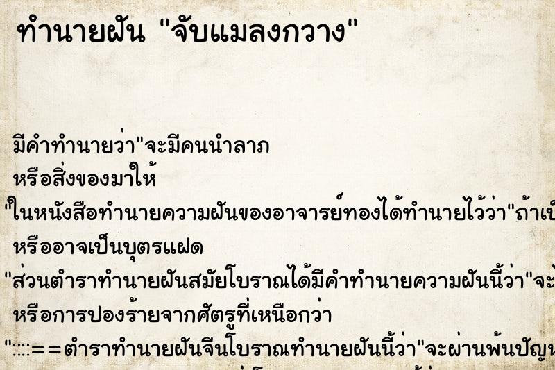 ทำนายฝัน จับแมลงกวาง ทำนายฝัน จับแมลงกวาง