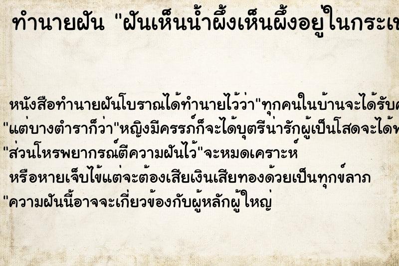 ทำนายฝันทำนายฝันฝันเห็นน้ำผึ้งเห็นผึ้งอยู่ในกระเป๋า
