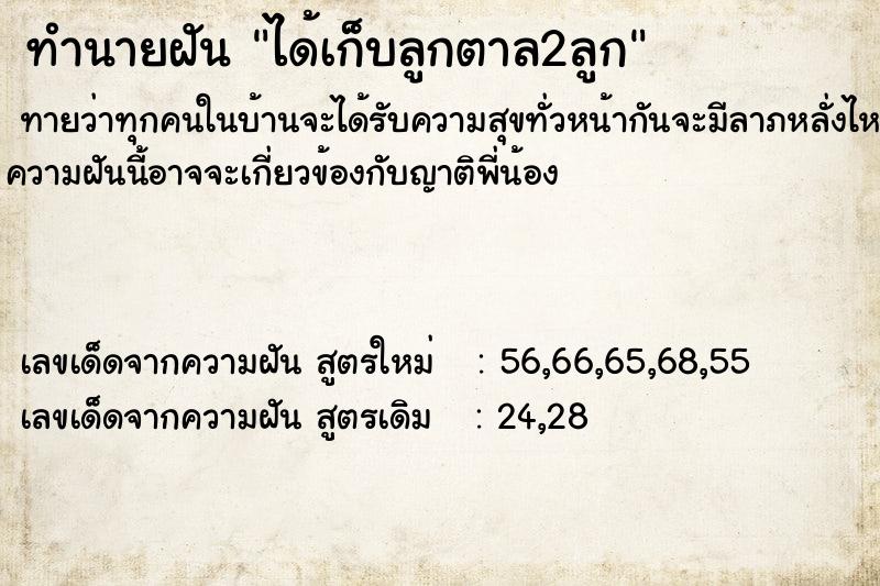 ทำนายฝันทำนายฝันได้เก็บลูกตาล2ลูก