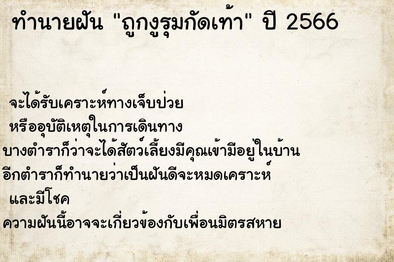 ทำนายฝัน ถูกงูรุมกัดเท้า