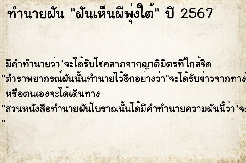 ทำนายฝัน ฝันเห็นผีพุ่งใต้ ทำนายฝัน ฝันเห็นผีพุ่งใต้