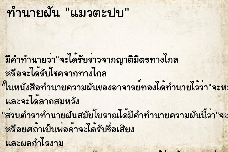 ทำนายฝัน แมวตะปบ